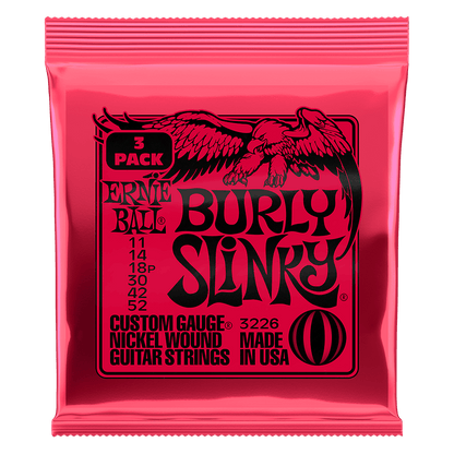 Ernie Ball Burly Slinky Nickel Wound Electric Guitar Strings 3-Pack 11 52
