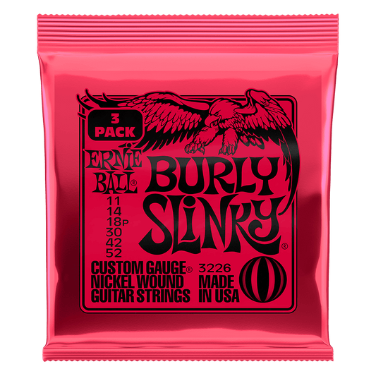Ernie Ball Burly Slinky Nickel Wound Electric Guitar Strings 3-Pack 11 52