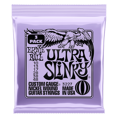 Ernie Ball Ultra Slinky Nickel Wound Electric Guitar Strings 3-Pack 10-48