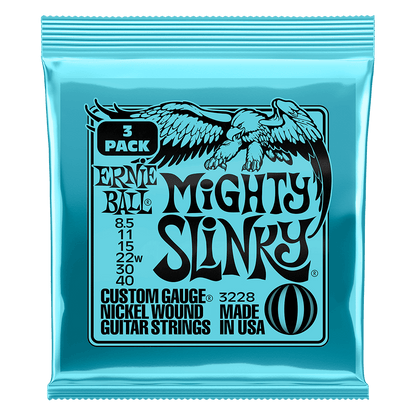 Ernie Ball Mighty Slinky Nickel Wound Electric Guitar Strings 3-Pack 8.5 40