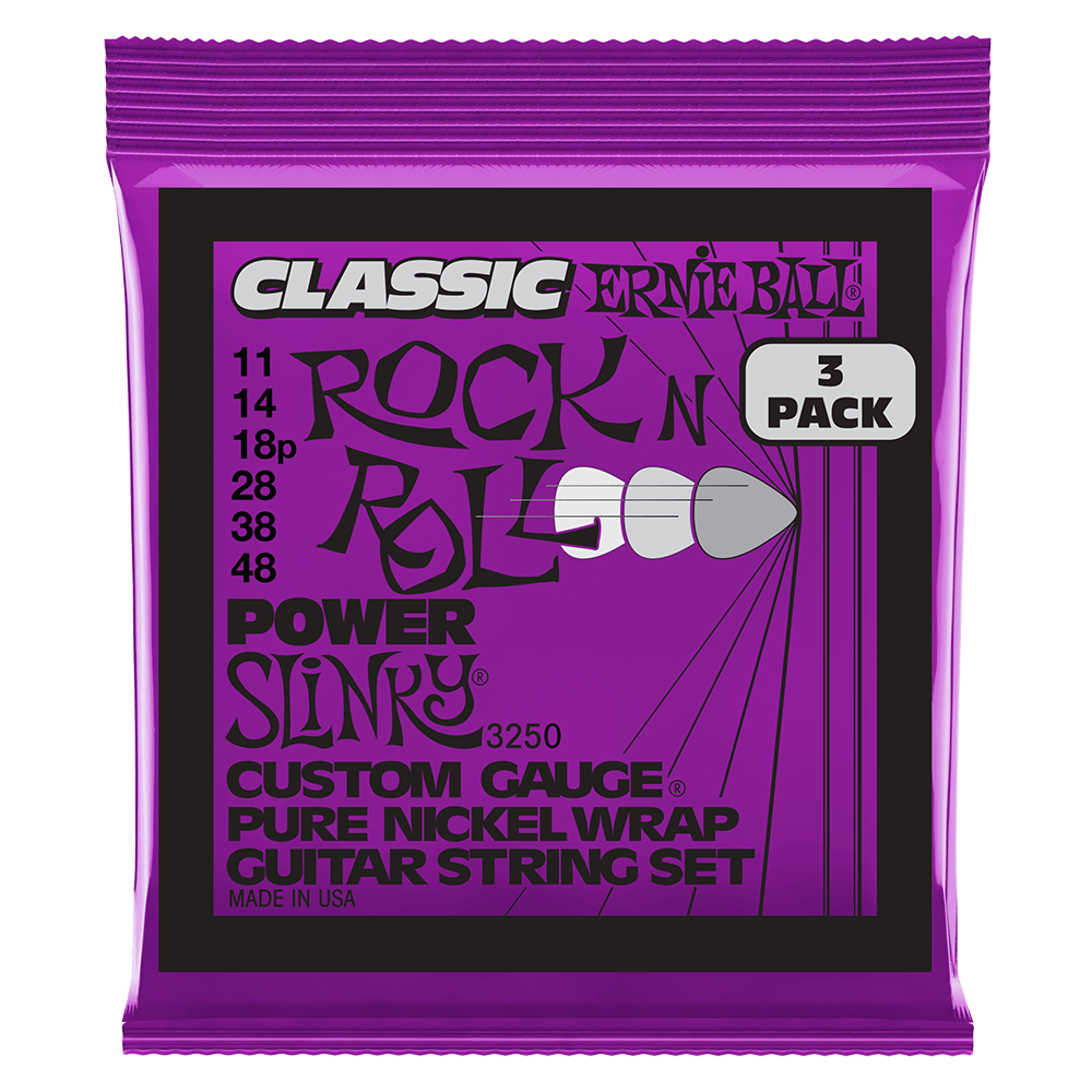 Ernie Ball Power Slinky Classic RnR Pure Nickel Electric Guitar Strings 3-Pack 11 48