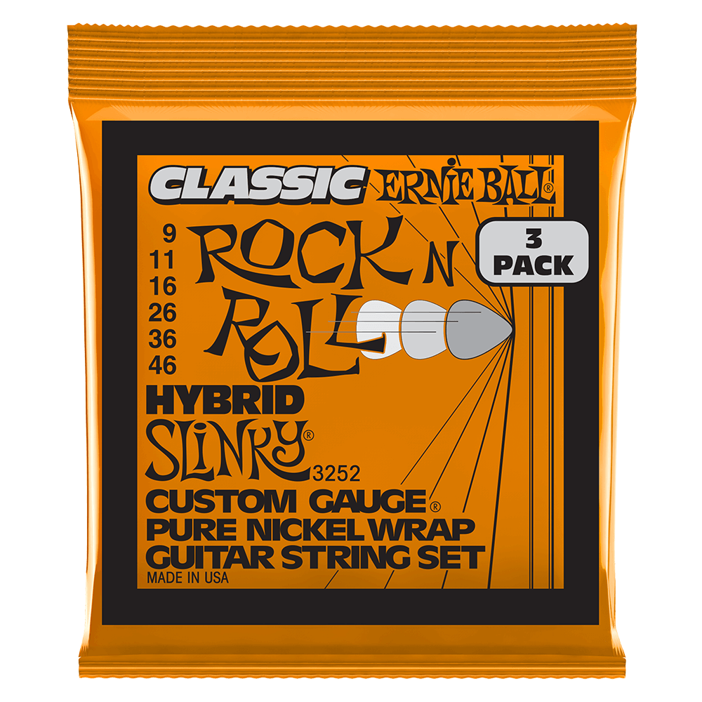 Ernie Ball Hybrid Slinky Classic RnR Pure Nickel Electric Guitar Strings 3-Pack 9 46