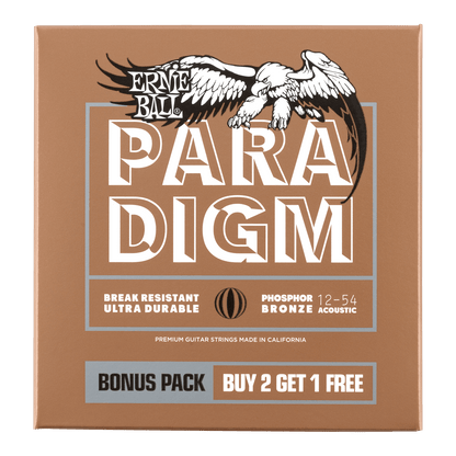 Ernie Ball Paradigm Medium Light Phosphor Bronze Acoustic Guitar Strings 12-54 Gauge, 3 Pack