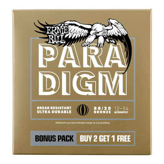 Ernie Ball Paradigm Medium Light 80-20 Bronze Acoustic Guitar Strings 12-54 Gauge, 3 Pack