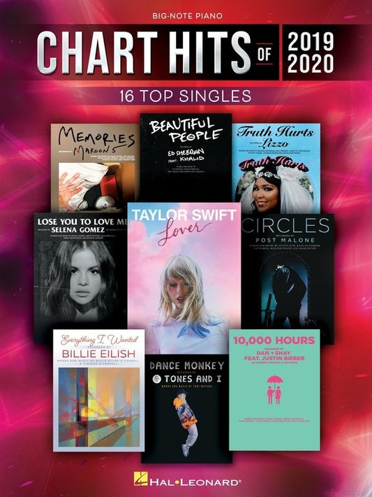 Chart Hits of 2019-2020 Big Note Piano with Lyrics