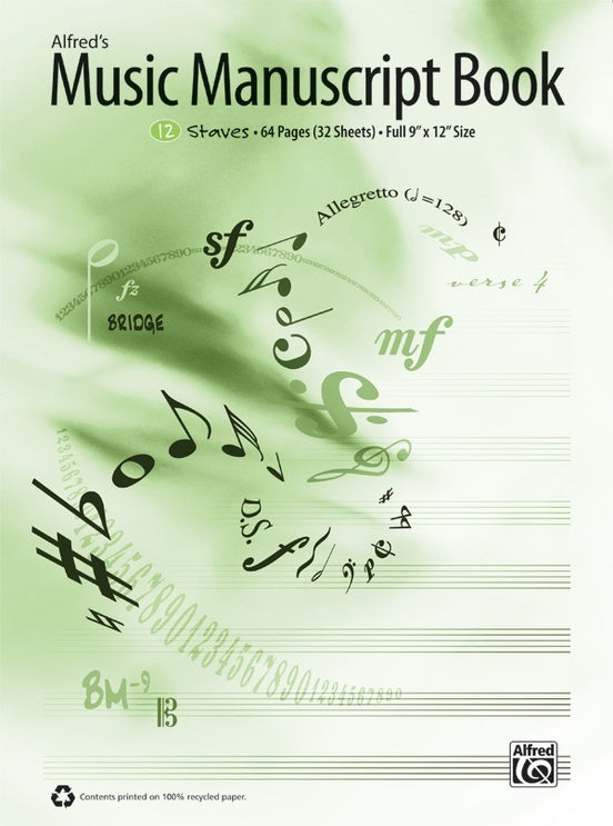 Alfred's Music Manuscript Book 12 Stave 64 Pages