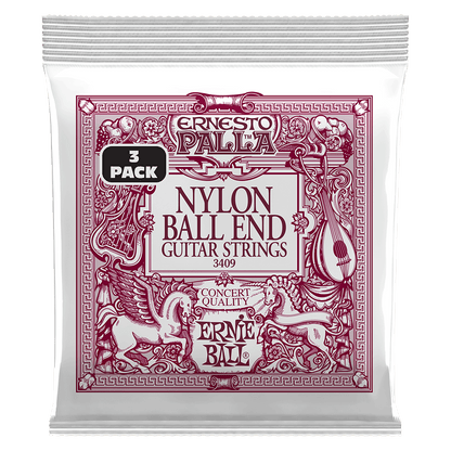 Ernie Ball Ernesto Palla Black and Gold Ball End Nylon Classical Guitar Strings 3 Pk