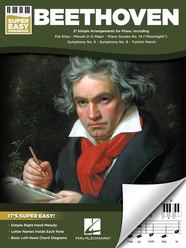 Beethoven Super Easy Songbook for Piano - 21 Selections, E-Z Play Format, 40 Pages, Hal Leonard