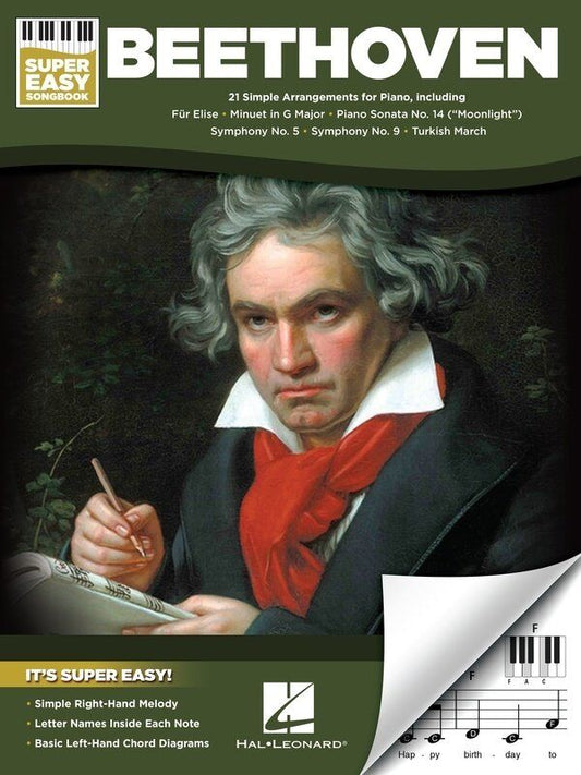 Beethoven Super Easy Songbook for Piano - 21 Selections, E-Z Play Format, 40 Pages, Hal Leonard