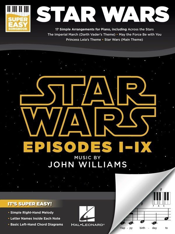 Star Wars Super Easy Songbook for Piano and Keyboard - 17 Songs, E-Z Play Format, 32 Pages