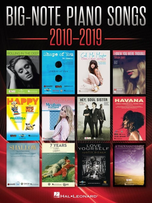 Big Note Piano Songs 2010-2019 by Hal Leonard - 30 Hits for Beginners, Big Note Format, 178 Pages