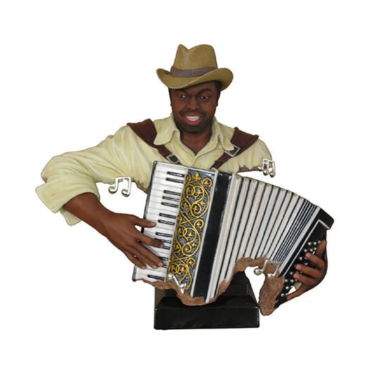 Music Alive Accordionist Figure - 400mm Tall, Handpainted Polyresin Musician Bust