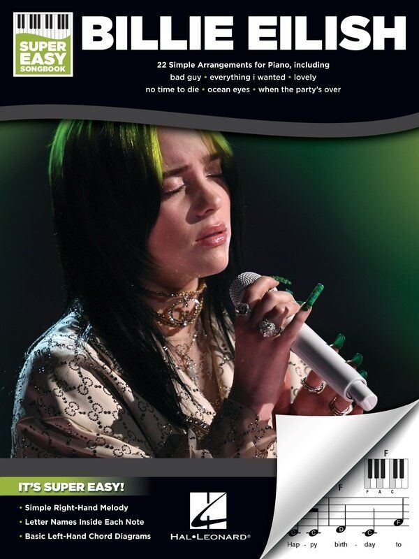 Billie Eilish Super Easy Songbook for Piano & Keyboard - 22 Accessible Arrangements, E-Z Play Format, 48 Pages, Hal Leonard