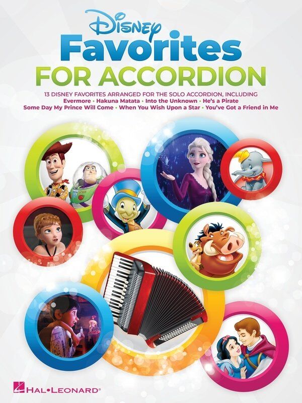 Disney Favorites for Accordion Sheet Music - 13 Songs for Solo Accordion, 64 Pages, Hal Leonard