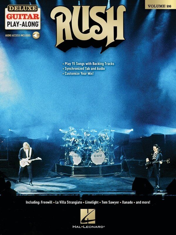 Rush Deluxe Guitar Play-Along V26 BK/OLA - 15 Songs with Online Audio Access, Accurate Guitar Tabs, and Interactive Features