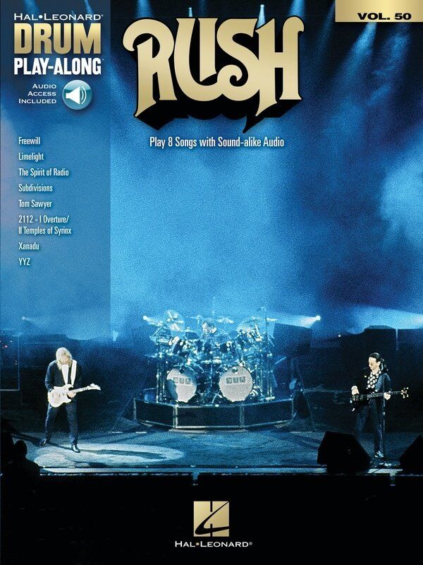 Rush Drum Playalong V50 BK/OLA by Hal Leonard - 88 Pages, Includes Audio Tracks for Classic Rush Songs