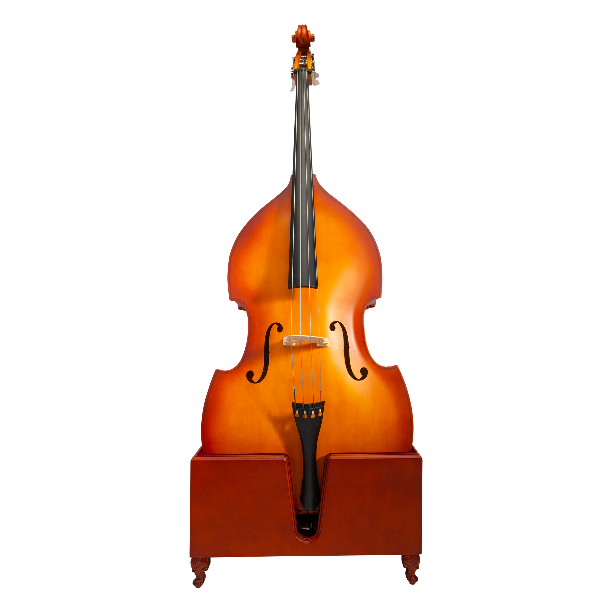 Timber Box Stand for 3/4 Double Bass with Red Velour Padding and Cutouts