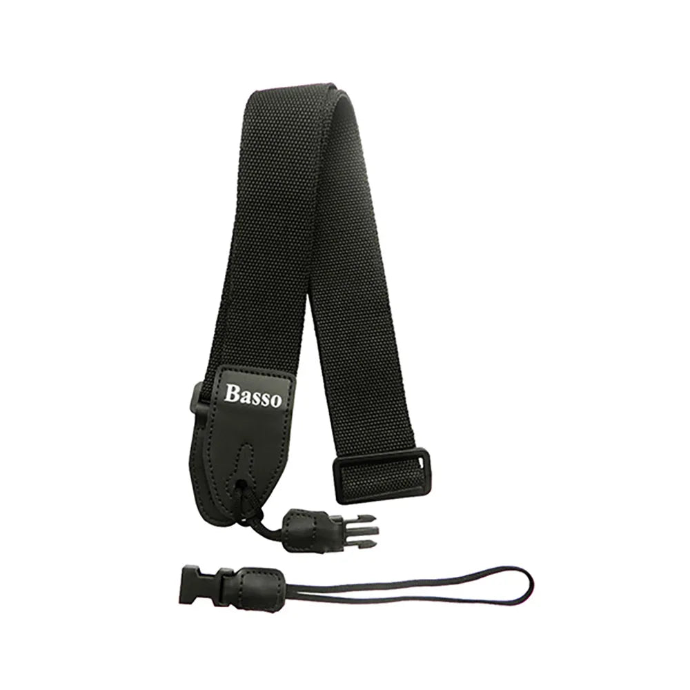 Basso Guitar Strap - Black Quick Release QRV04, 5cm Wide, Adjustable 110-155cm, High Strength Polypropylene, Synthetic Ends