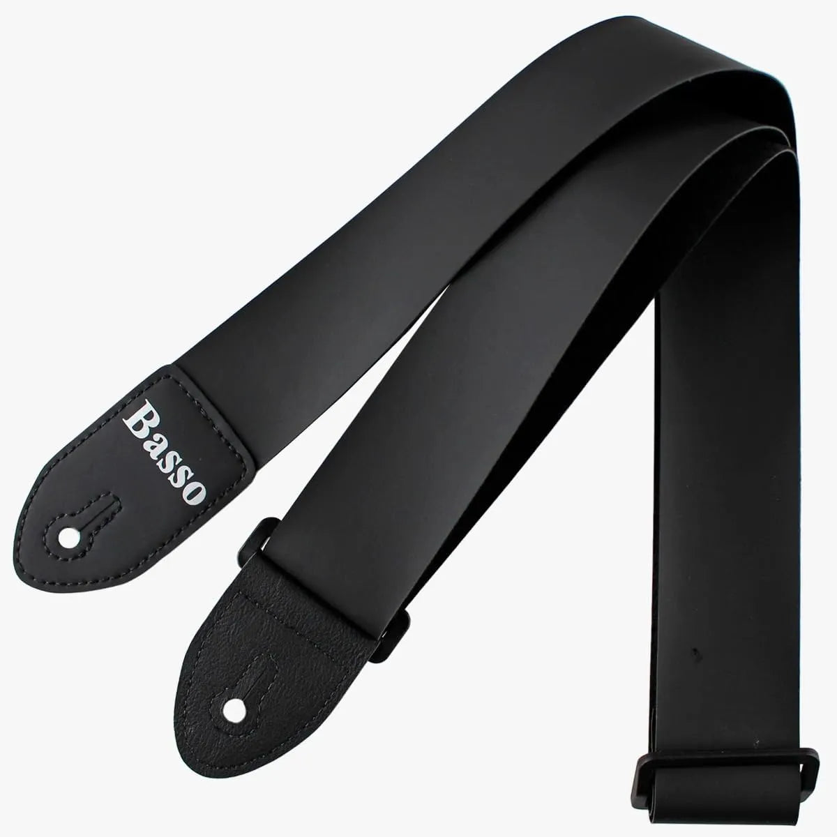 Basso NY01 Synthetic Leather Guitar Strap - Adjustable 85-150cm, 5cm Wide, Black