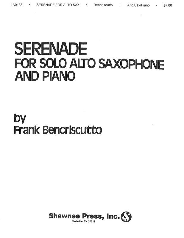 Serenade For Solo Alto Saxophone And Piano (Softcover Book)
