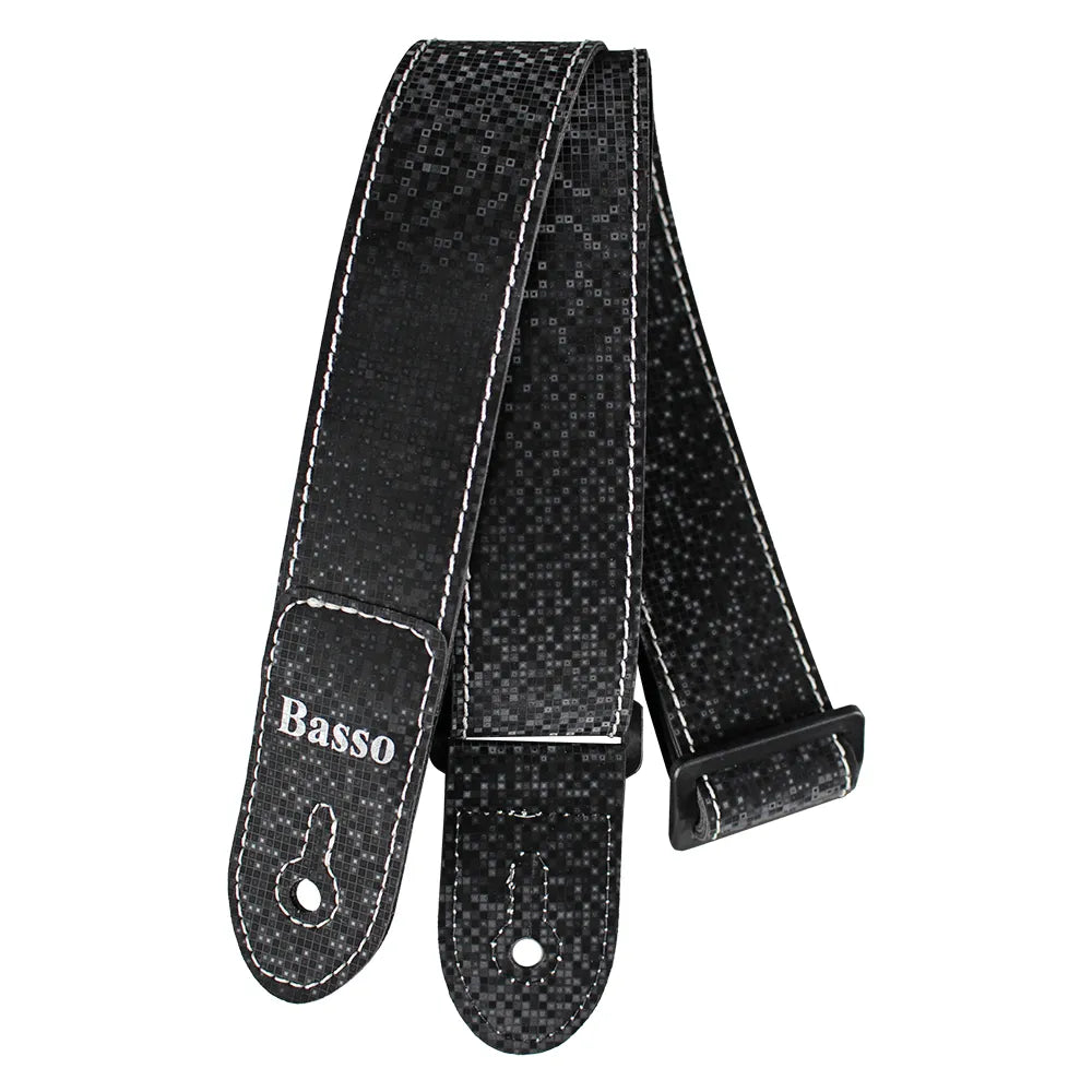 Basso Kids Line Black Guitar Strap SF190 - Adjustable 5cm Wide, 67-118cm Length, Recyclable Synthetic