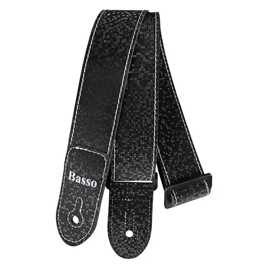 Basso Kids Line Black Guitar Strap SF190 - Adjustable 5cm Wide, 67-118cm Length, Recyclable Synthetic