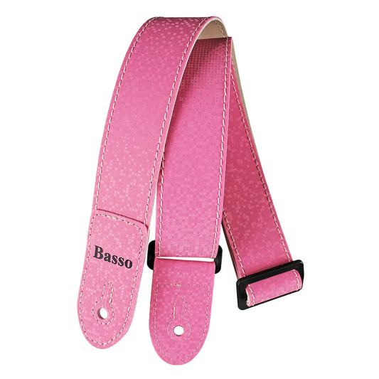 Basso Kids Line Pink Guitar Strap SF197, Adjustable 67-118cm, 5cm Wide, Recyclable Synthetic