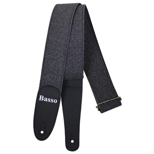 Basso Diamond Stage Series Porous Black Guitar Strap EX40, Adjustable 90-145cm, 5cm Wide, Recyclable Synthetic