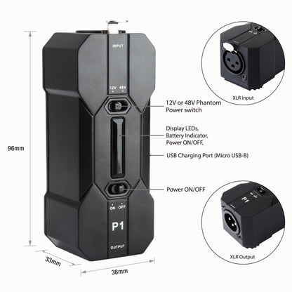 Xvive P1 Low-Noise 12V / 48V Portable Phantom Power Supply — view 5