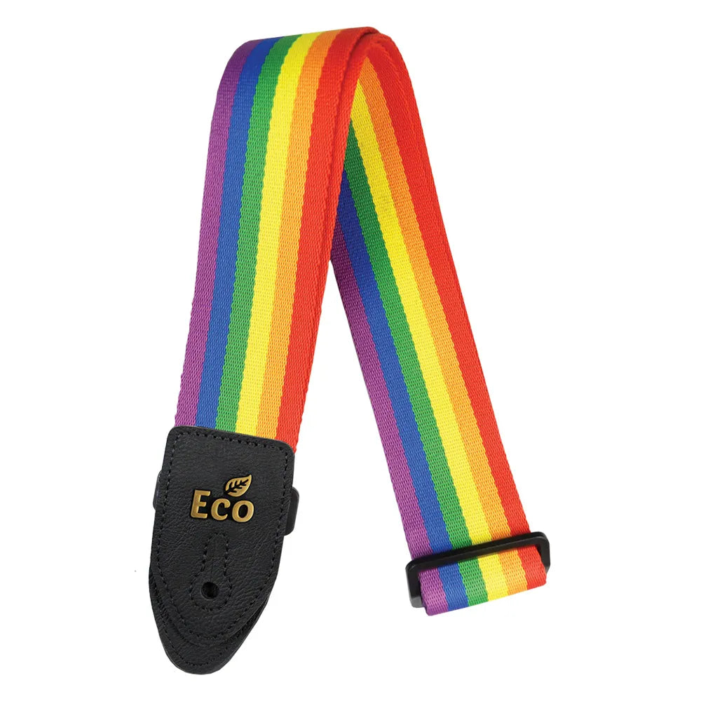 EcoStrap Rainbow ECO Guitar Strap - 5cm Wide, 85cm to 1.5m Length, Sustainable Materials, Retro Colors, Made in Brazil