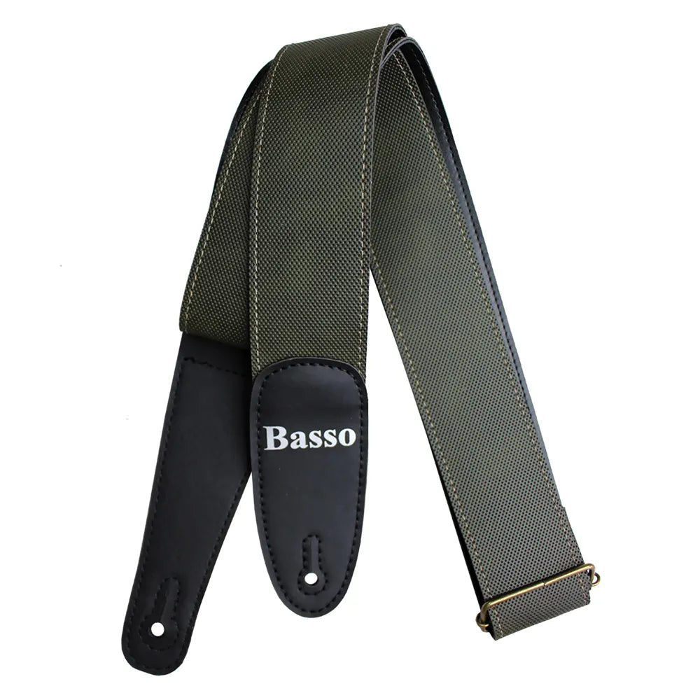 Basso Guitar Strap-Attack Recyclable Synth Army Green 5cm Adjustable 90-145cm