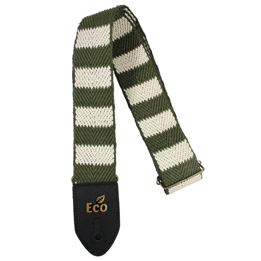 EcoStrap Guitar Strap EcoStripe STR 04 Olive 2" Adjustable 33" to 59" Recyclable Cotton Made in Brazil