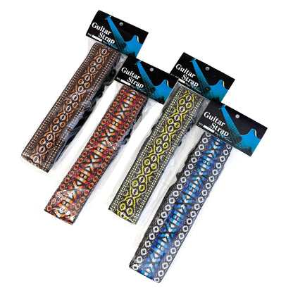 Woven Tyrolean Guitar Strap 50mm - Adjustable with Button Hole and Leather Ties, Made in Taiwan — view 2