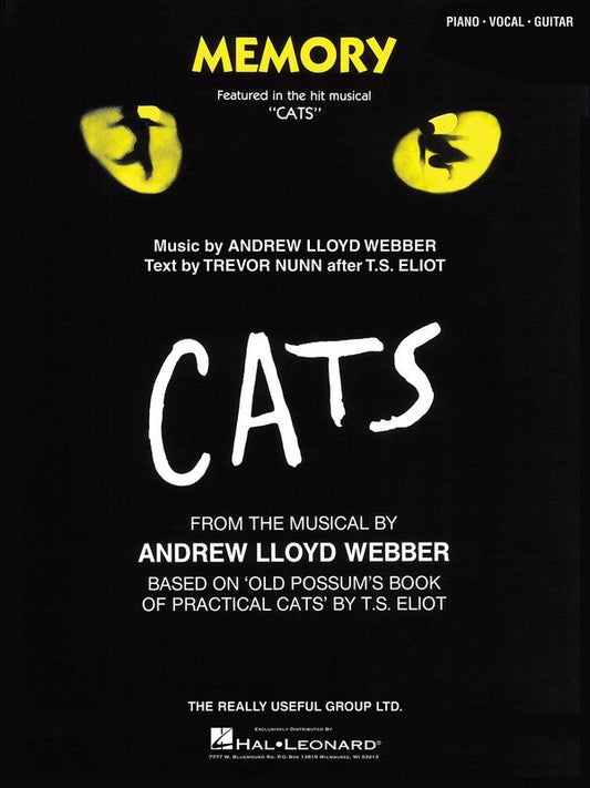 Memory from Cats - Piano Sheet Music with Voice and Guitar Chords, 8 Pages