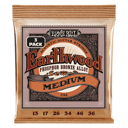 Ernie Ball Earthwood Medium PhosphorBronze Acoustic Guitar Strings 3-Pack 13-56