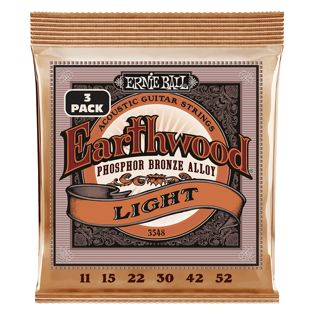 Ernie Ball Earthwood Light PhosphorBronze Acoustic Guitar Strings 3-Pack 11 52