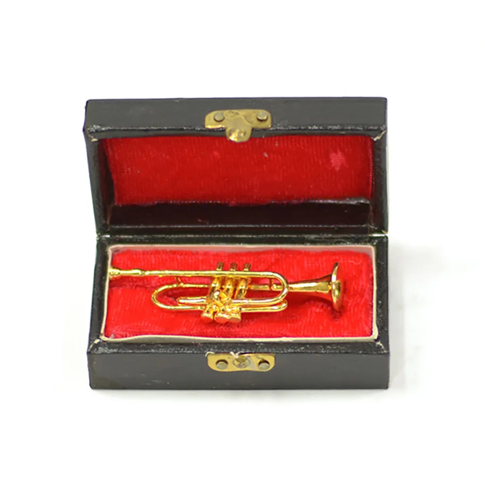 Brass Miniature Trumpet in Case - 5cm