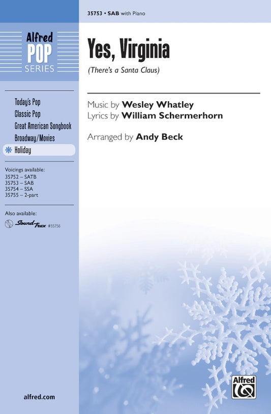 Yes Virginia There's a Santa Claus SAB 3 Part Mixed Choral Sheet Music