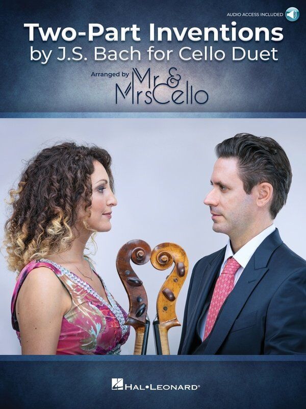 Two Part Inventions by J.S. Bach for Cello Duet - Hal Leonard, 40 Pages, Includes Audio Recordings, Cello 1 and Cello 2 Parts