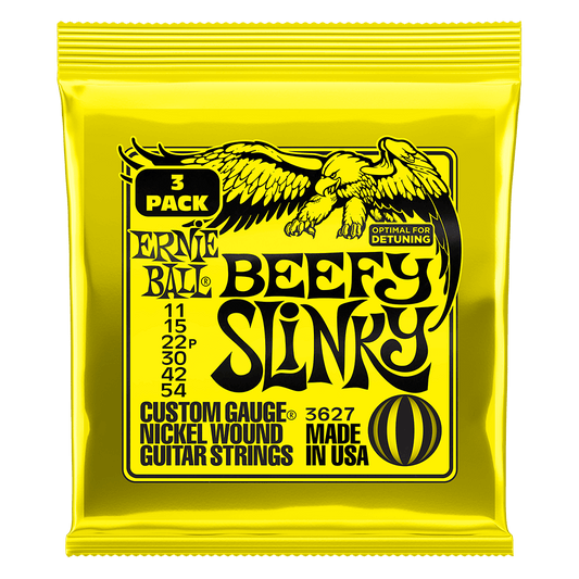 Ernie Ball Beefy Slinky Nickel Wound Electric Guitar Strings 3-Pack 11 54