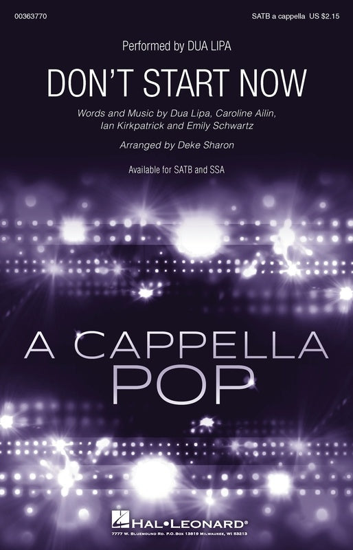 Dont Start Now SATB A Cappella