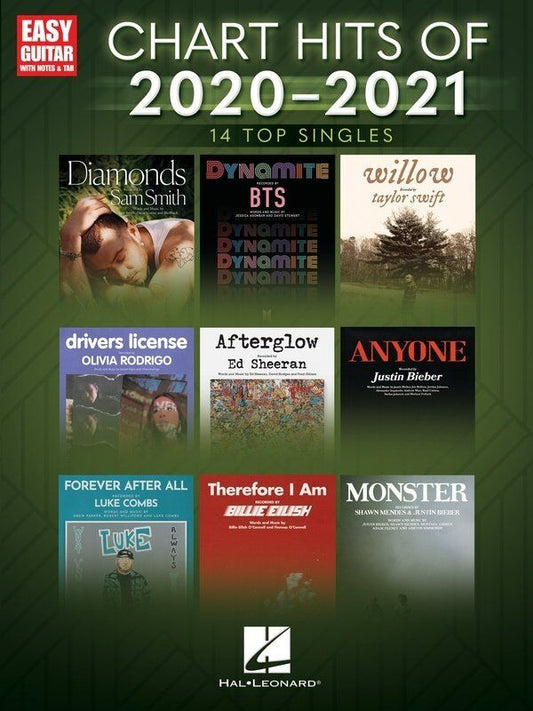 Chart Hits of 2020-2021 Easy Guitar Notes & Tab Songbook