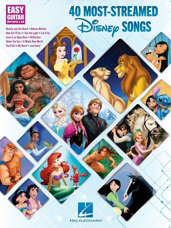 40 Most Streamed Disney Songs Easy Guitar Notes & Tab Songbook