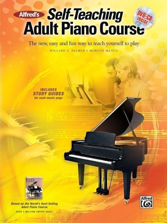 Alfred's Self-Teaching Adult Piano Course Book and CD and DVD