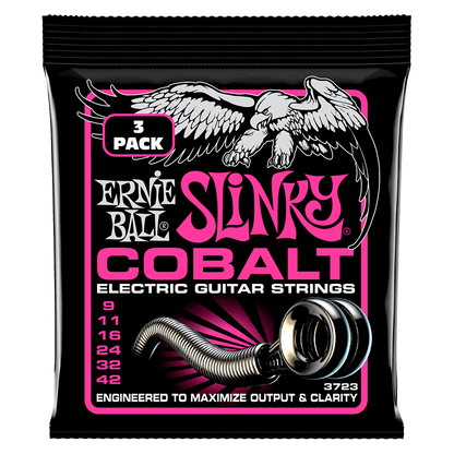 Ernie Ball Super Slinky Cobalt Electric Guitar Strings 3-Pack 9-42