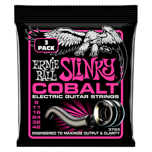 Ernie Ball Super Slinky Cobalt Electric Guitar Strings 3-Pack 9-42