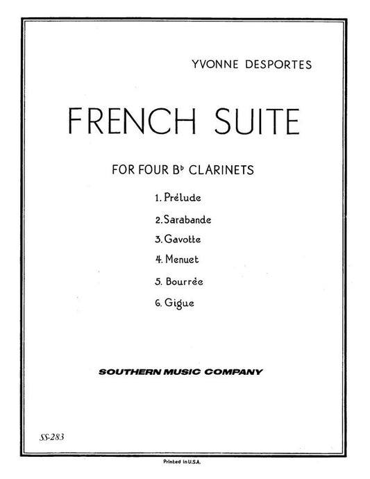 Desportes - French Suite For 4 B Flat Clarinets (Music Score/Parts)