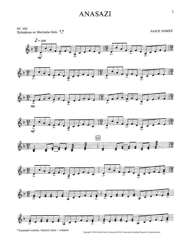 Gomez: Anasazi — Marimba Solo (Southern Music Co.)