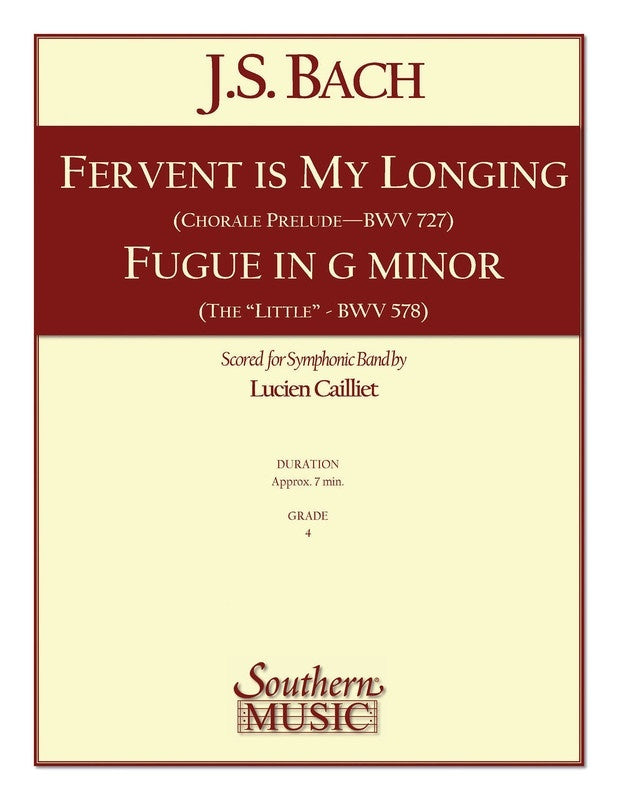 Fervent Is My Longing Fugue In G Min Concert Band 4 Score/Parts