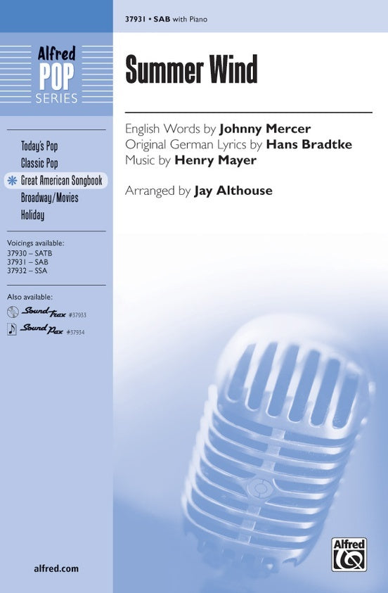 Summer Wind SAB Choral Sheet Music